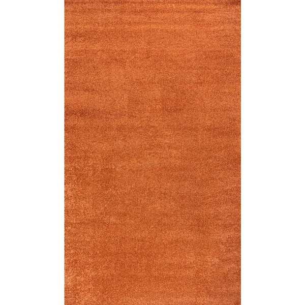 Haze Solid Low-Pile Orange 6 ft. x 9 ft. Area Rug