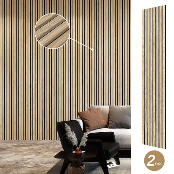 EPIPHANY DOUBLED INC 0.83 in. x 7.87 ft. x 1.05 ft. Natural Wood Veneer MDF Panel Acoustic 3D Wall Panels, White Oak (2-Piece)