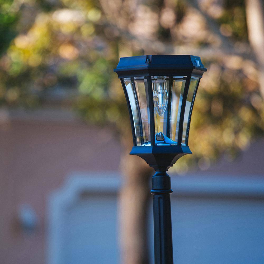 Victorian Black Aluminum Solar LED Lamp Post with Motion Sensor