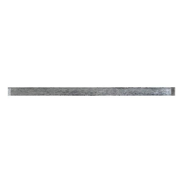 Apollo Tile Montana 0.6 in. x 12 in. Light Gray Glass Glossy Pencil Liner Tile Trim (0.5 sq. ft./case) (10-pack)