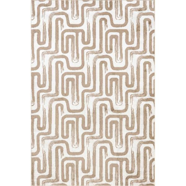 nuLOOM Carmel Transitional Machine Washable Beige 8 ft. x 10 ft. Area Rug GRHN15A8010 The