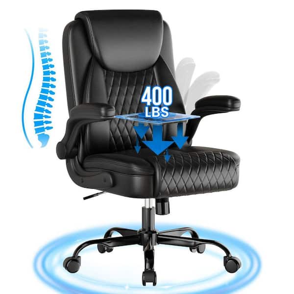 Computer Desks Faux Leather Ergonomic Office Chair Executive Chair with Flip up Arms Gaming Chairs,Black