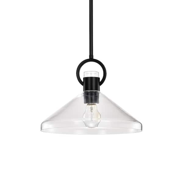 Andros 11.8 in. 1-Light Indoor Matte Black Finish Pendant Light
