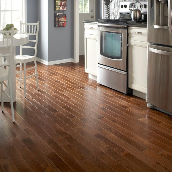 Provincial Red Oak 3/8 in. T x 5 in. W Tongue and Groove Wire Brushed Engineered Hardwood Flooring (24.5 sq. ft./Case)