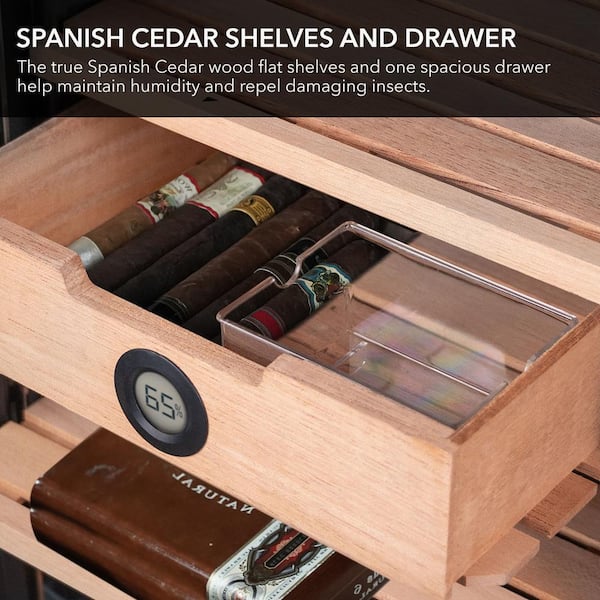 1.2 cu. ft. Stainless Steel Digital Control and Display Cigar Humidor with Spanish Cedar Shelves Wine CHC-123DS - The Home