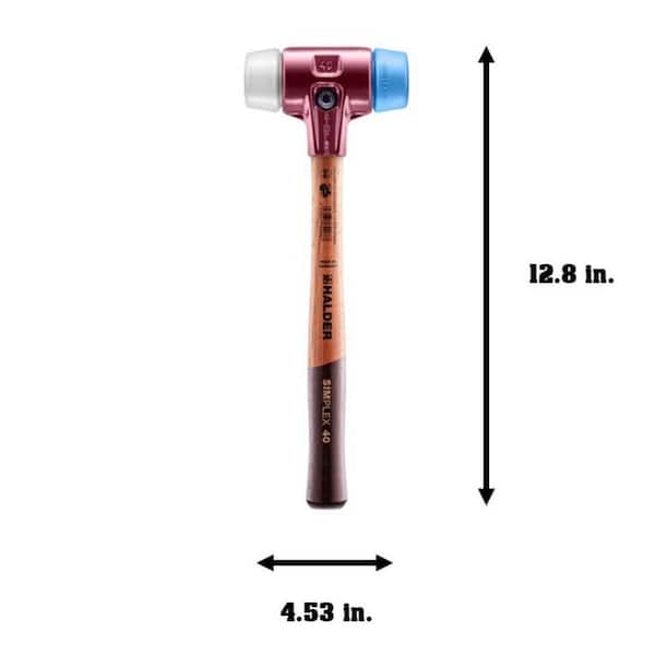Halder Simplex 3117.040 Soft-Face Mallet – 0.8 Lb, TPE-Soft Blue & Superplastic Inserts, Lightweight Aluminum Housing, Wood Handle