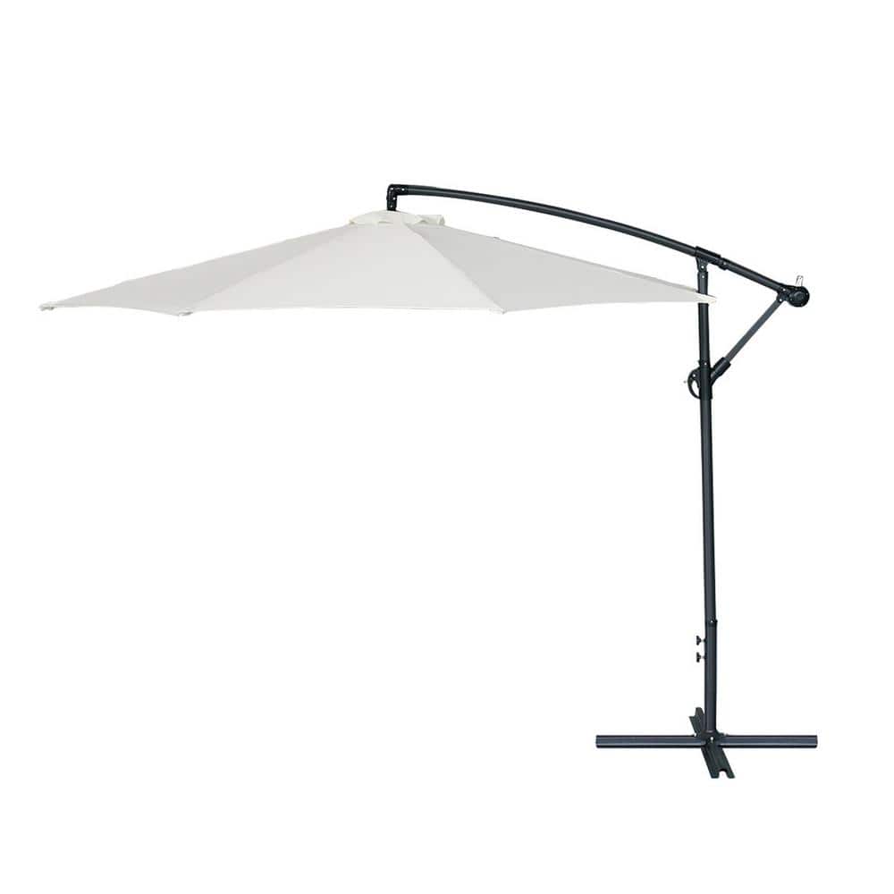 10 ft. Cantilever Hanging Patio Umbrella in Beige