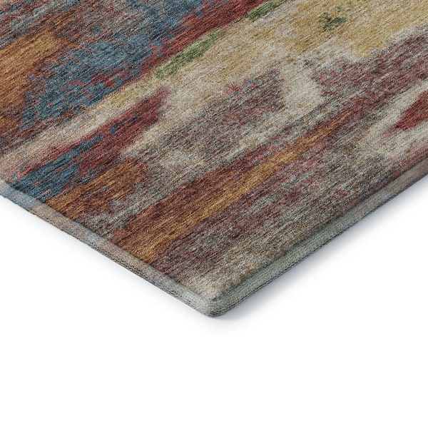Mayfield Premium Machine Washable Abstract AMF942 Paprika 8 ft. x 10 ft. Area Rug