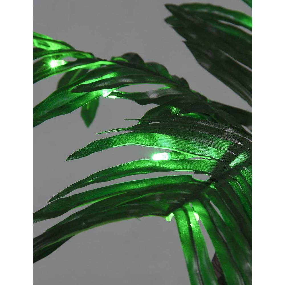 24" Green Silk Palm Tree Bonsai with LED Lights