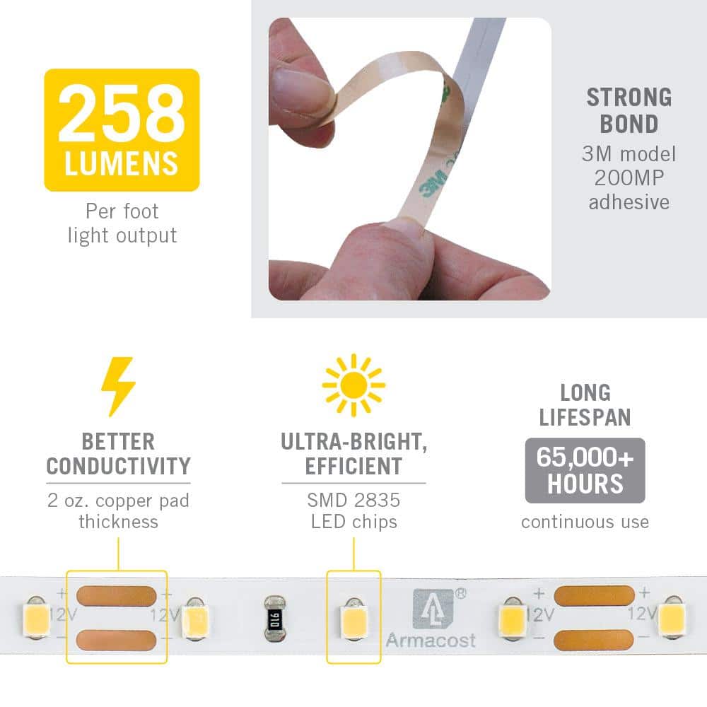 12-ft Warm White LED Tape Light with 3M Adhesive