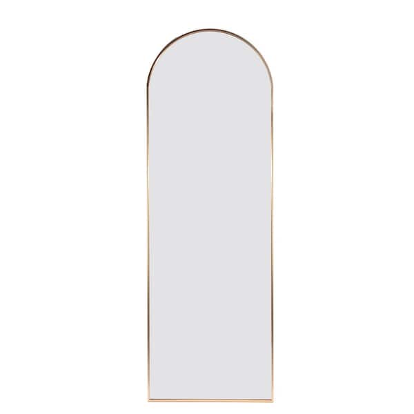 HUOVTR TA 65 in. H x 22 in. W Gold Modern Style Metal Frame Arched Floor Mirror