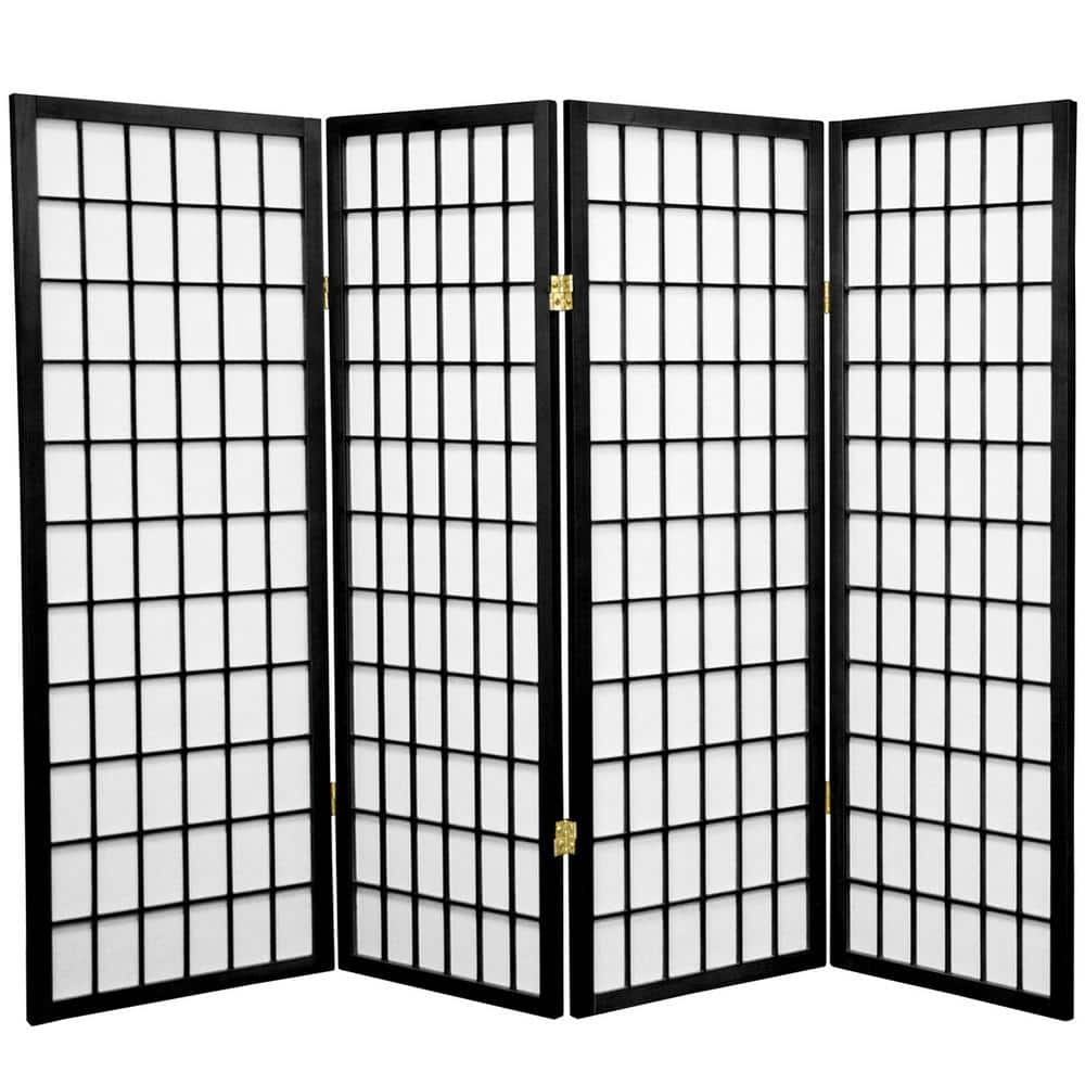 Oriental Furniture 4 ft. Short Window Pane Shoji Screen Black 4