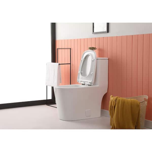 Simply Living One-Piece 1.2 GPF Dual Flush Siphon Jet Elongated Toilet in  White (14 in W x 31 in H) TLT4006 - The Home Depot