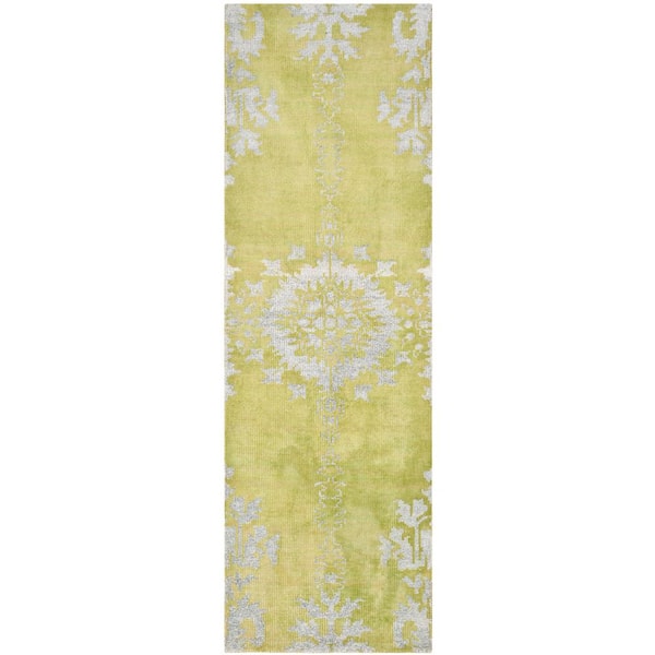 SAFAVIEH Stone Wash Chartreuse 3 ft. x 6 ft. Floral Runner Rug