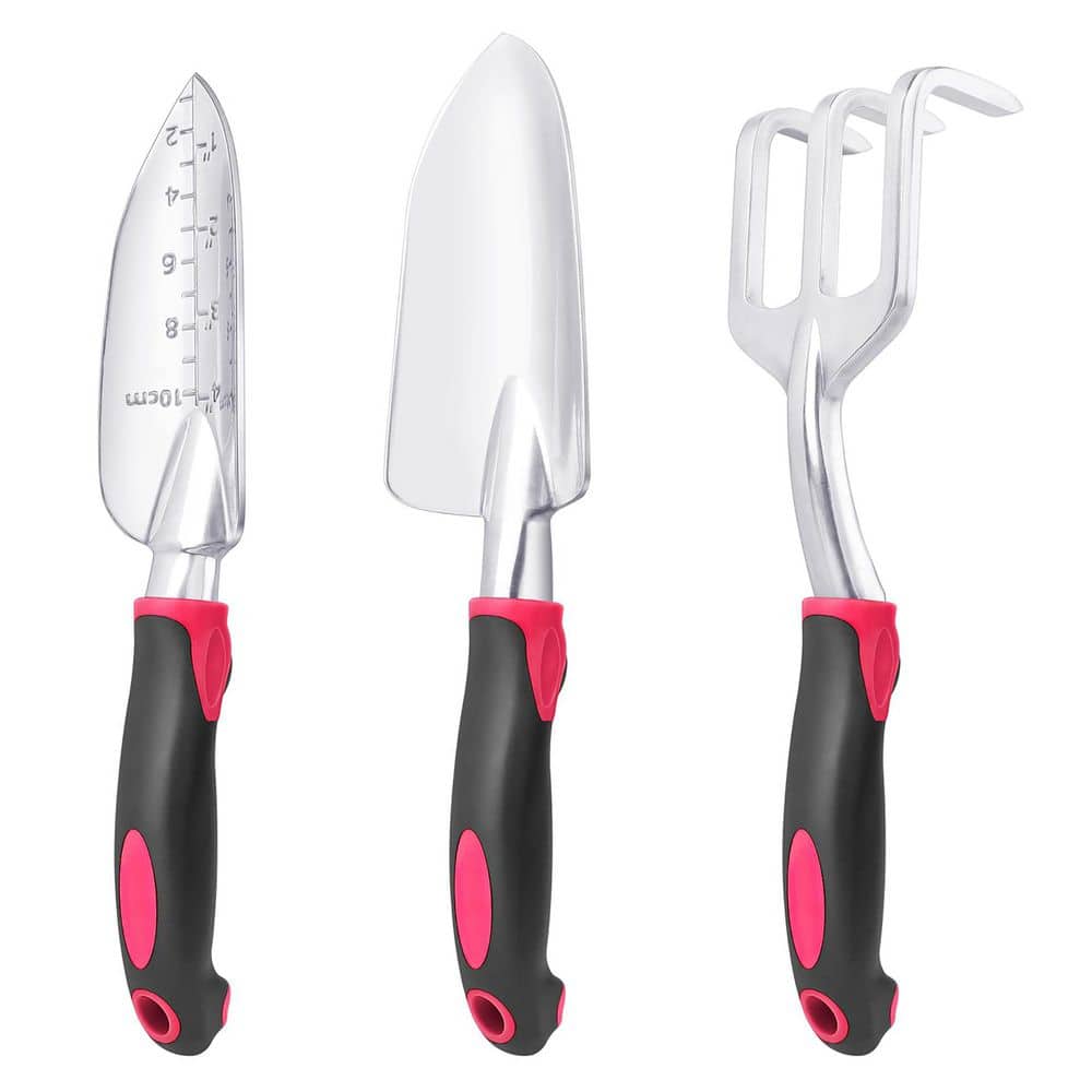 3 Piece Garden Tool Set Heavy Duty Aluminum Alloy Shovel Transplant Trowel Hand Rake Ergonomic Handle Red price history on PriceWatchPro