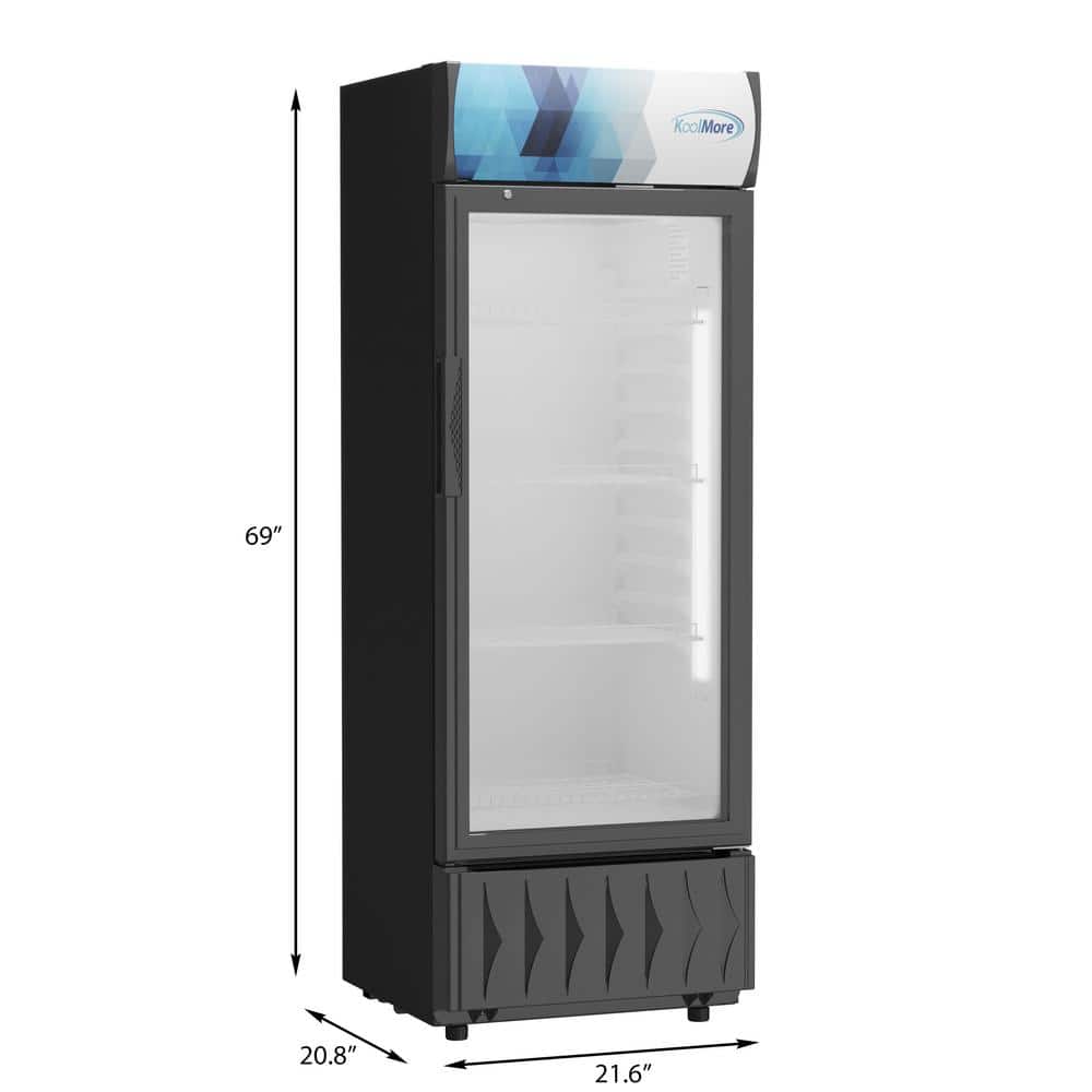 22-Inch Black Single Door Commercial Display Refrigerator