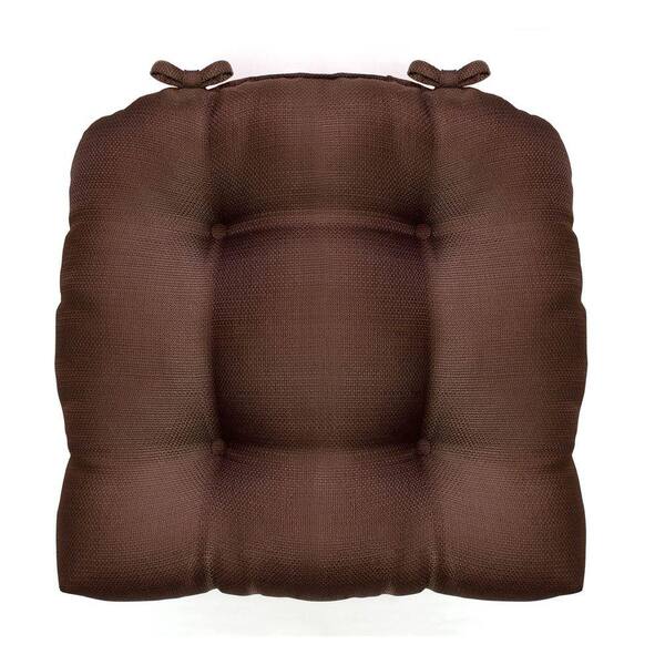 Creative Home Ideas Madison 16 in. x 16 in. Chocolate Woven Cushioned Chair Paid with Ties