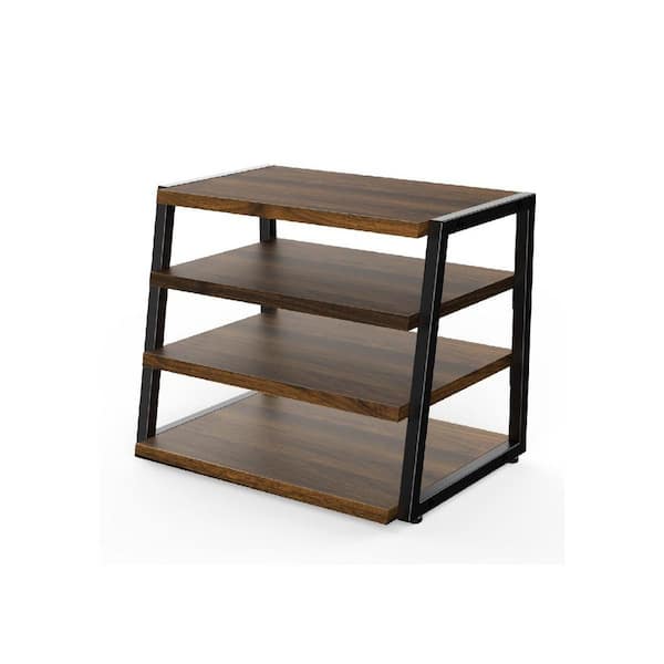 4-Tier Brown 15 in. x 12 in. Wood and Metal Desk File Organizer