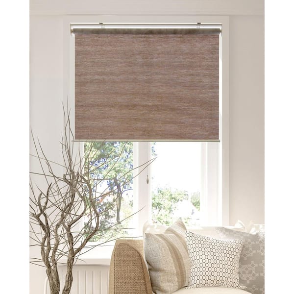 Chicology Snap-N'-Glide Felton Truffle (Privacy & Natural Woven) Cordless Privacy Woven Polyester Roller Shade 48 in. W x 72 in. L