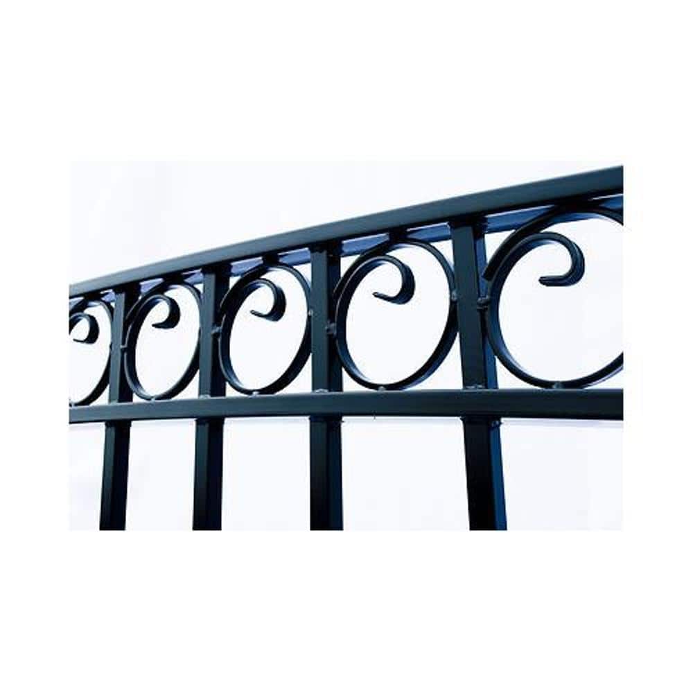 Black Steel Arched Sliding Driveway Gate with Gate Opener
