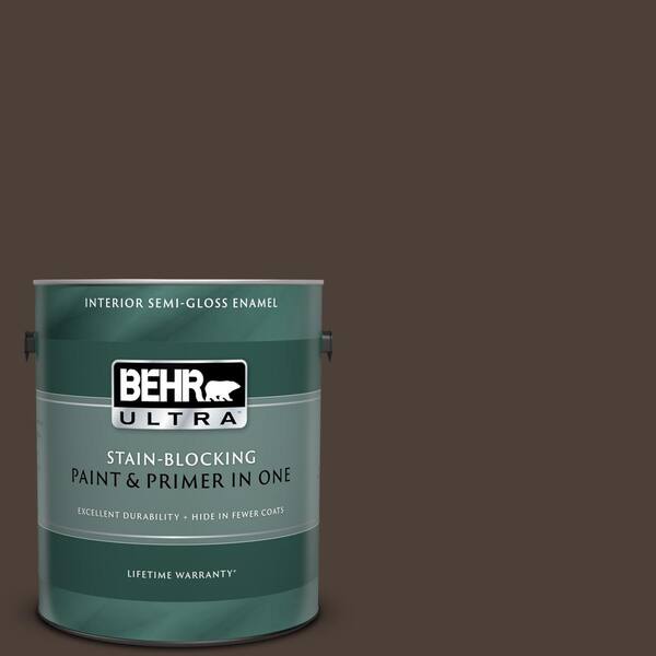 BEHR ULTRA 1 gal. #UL110-23 Polished Leather Semi-Gloss Enamel Interior Paint and Primer in One