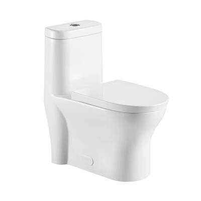 12 in. Rough-In 1-piece 1.1/ 1.6 GPF High Efficiency Dual Flush Round Siphonic Jet Toilet in White , Seat Included