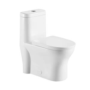 1-piece 1.1 GPF/1.6 GPF High Efficiency Dual Flush Round Bowl Toilet Skirted All-in-One Toilet in White Seat Included