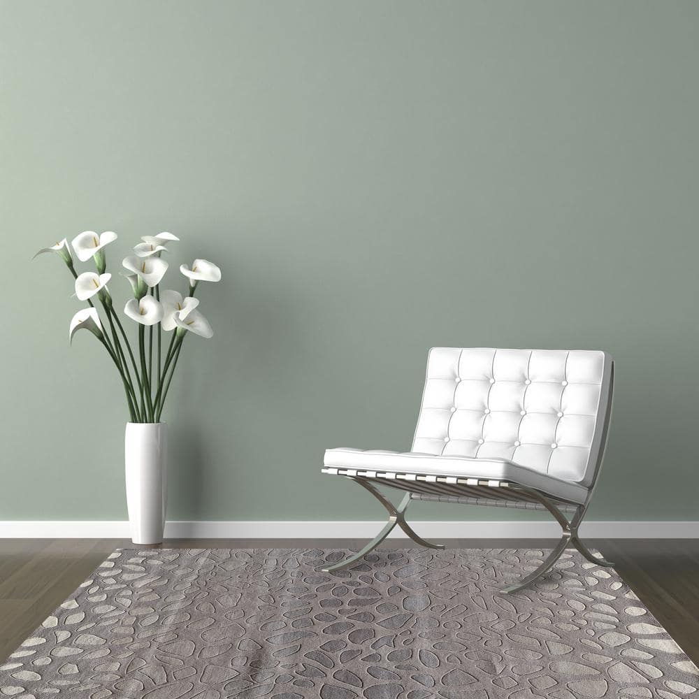 Silver Geometric Hand-Tufted Wool 8' x 10' Area Rug