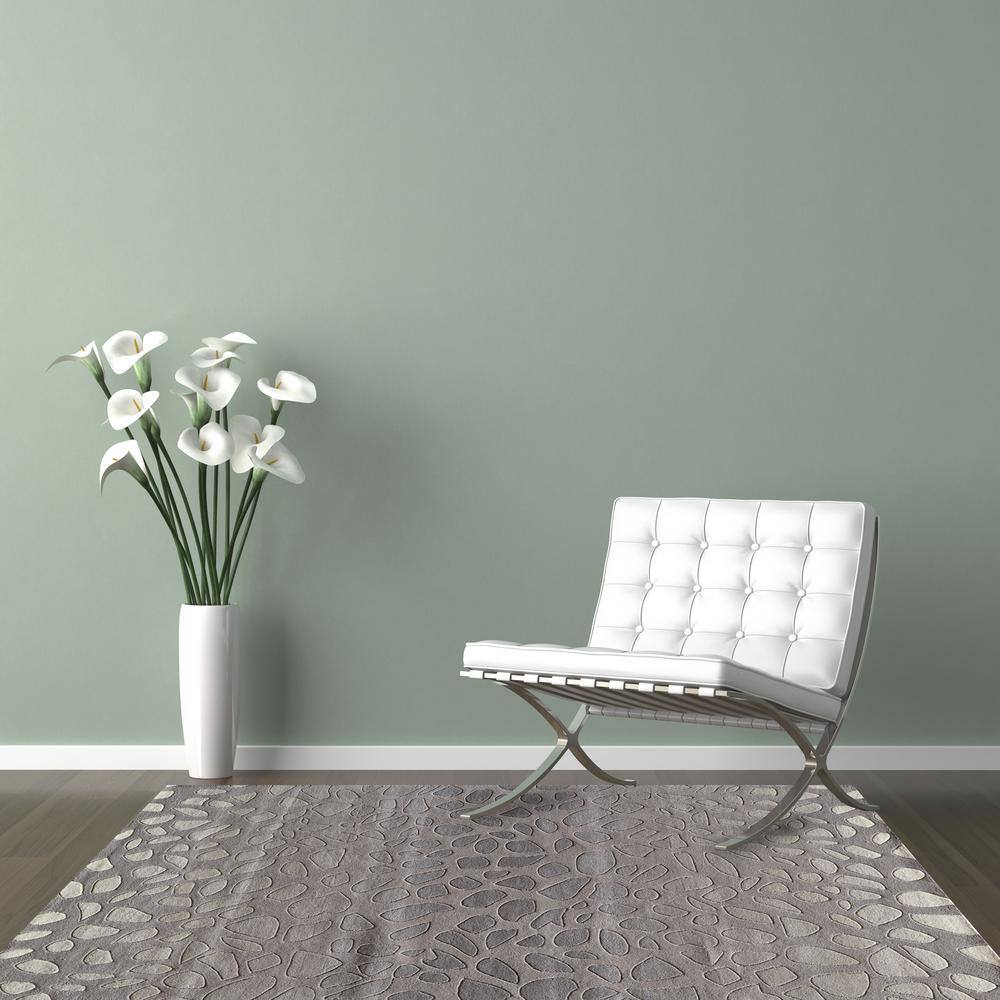 Silver Geometric Hand-Tufted Wool 8' x 10' Area Rug