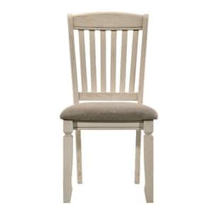 Fedele Tan Fabric and Cream Wood Side Chair