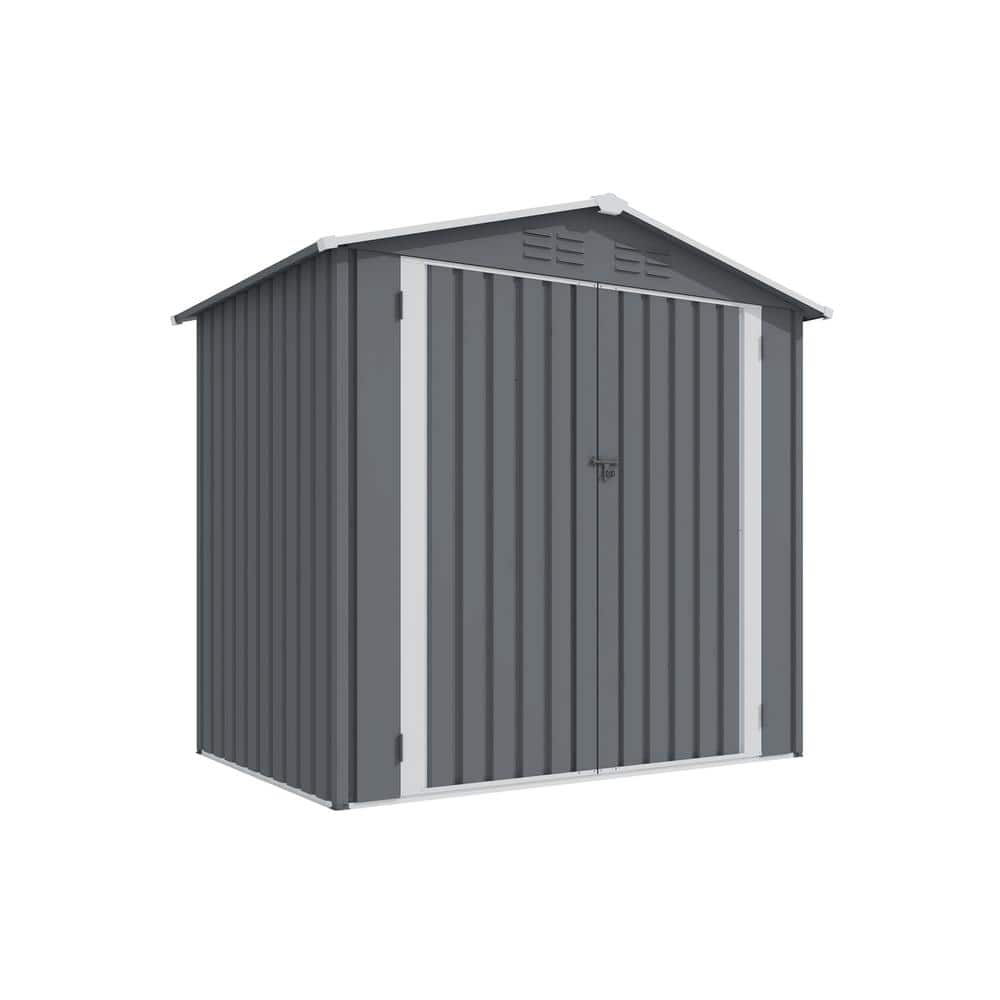 6 ft. W x 4 ft. D Metal Storage Shed with Double Doors, Air Vent for Patio 