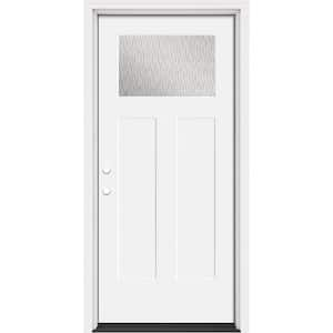 MProtect 36 in. x 80 in. Craftsman Right-Hand Double Water Glass Primed White Fiberglass Prehung Door w/Panolock and BM