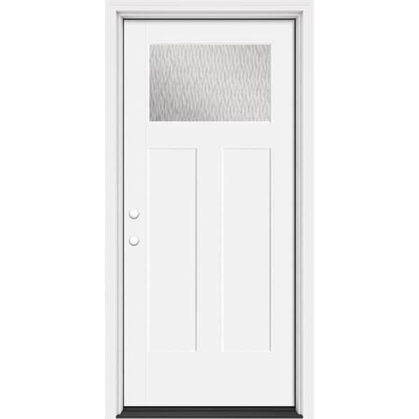 MProtect 36 in. x 80 in. Craftsman Right-Hand Double Water Glass Primed White Fiberglass Prehung Door w/Panolock and BM