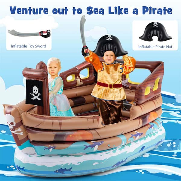 Inflatable Pirate Ship Playhouse with Built-in Motor