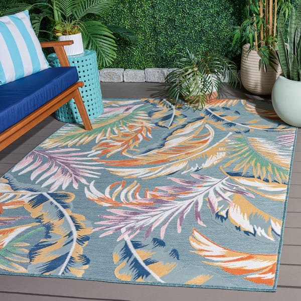 Cabana 5 x 8 Blue/Multi Leaf Area Rug