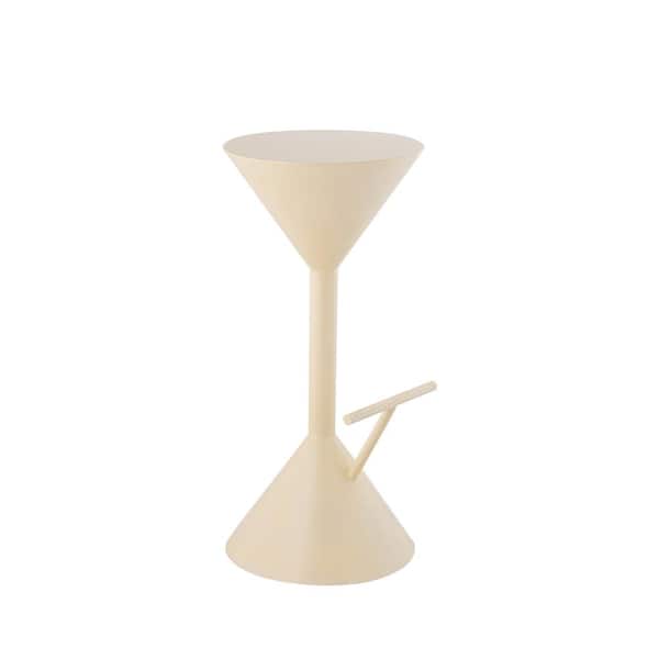 Chronos 29.75 in. Modern Industrial Metal Hourglass Backless Bar Stool with Foot Rest, Almond
