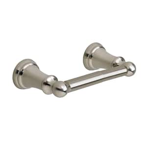 Traditional Round Double Post Toilet Paper Holder in Brushed Nickel