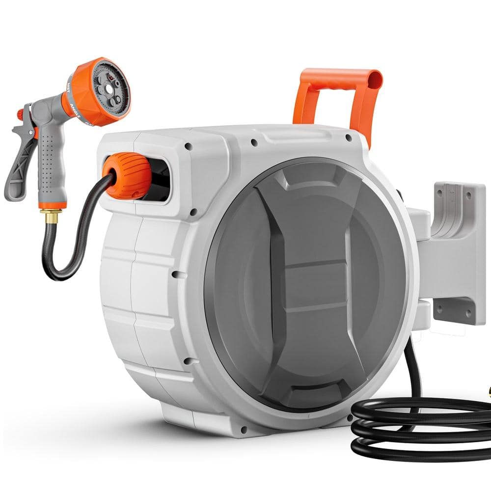 Retractable Garden Hose Reel 1/2 in x 84 ft Wall Mounted w/9 Patterns Nozzle Any-Length Lock 180 deg Swivel price history on PriceWatchPro