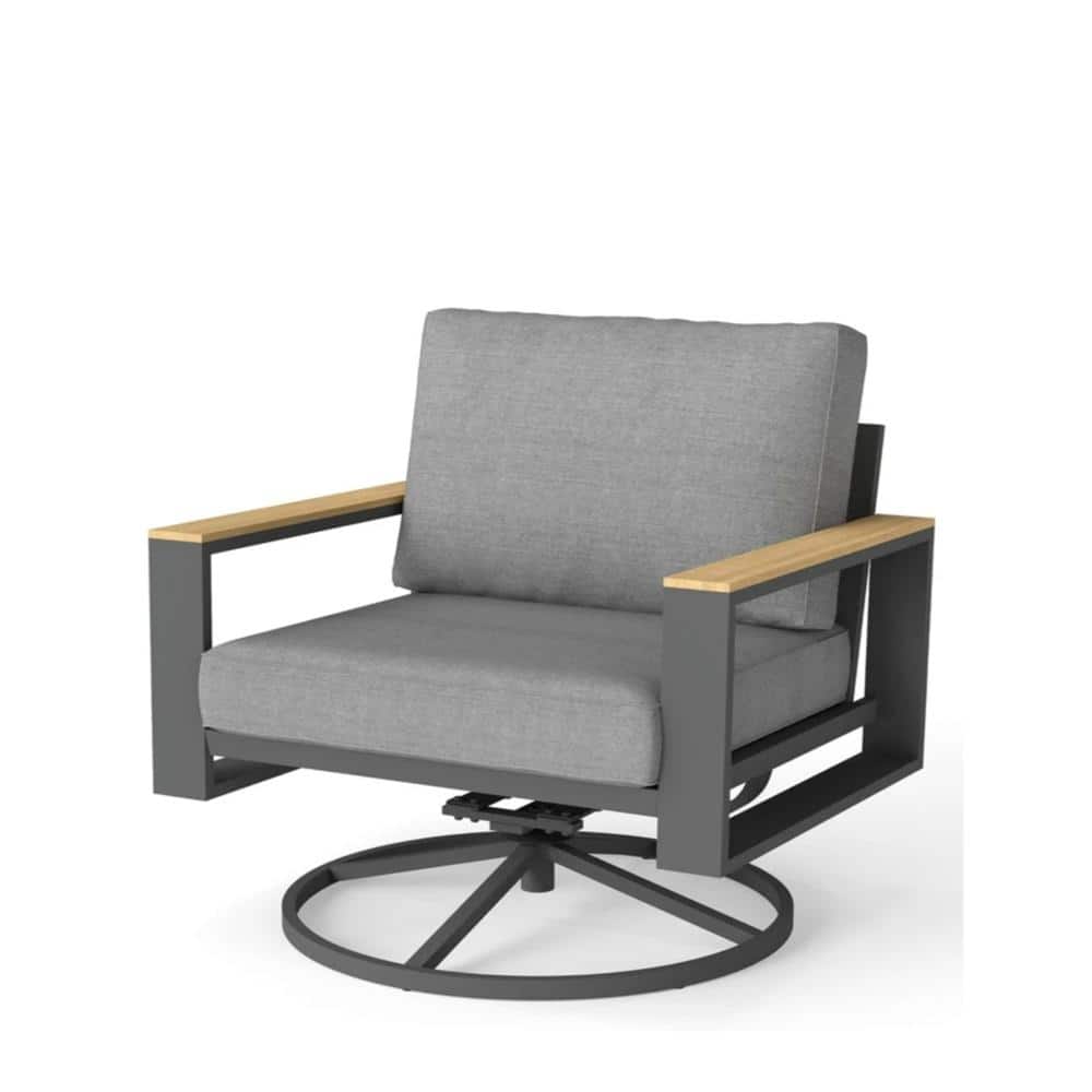 "All-Weather 30"" Aluminum Swivel Outdoor Dining Chairs with Gray Cushions" price history on PriceWatchPro