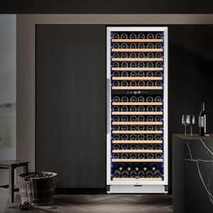 Dual Zone 23.4 in. 154-Bottles Built-in and Freestanding Wine Cooler with Door Lock in Stainless Steel Quiet Operation