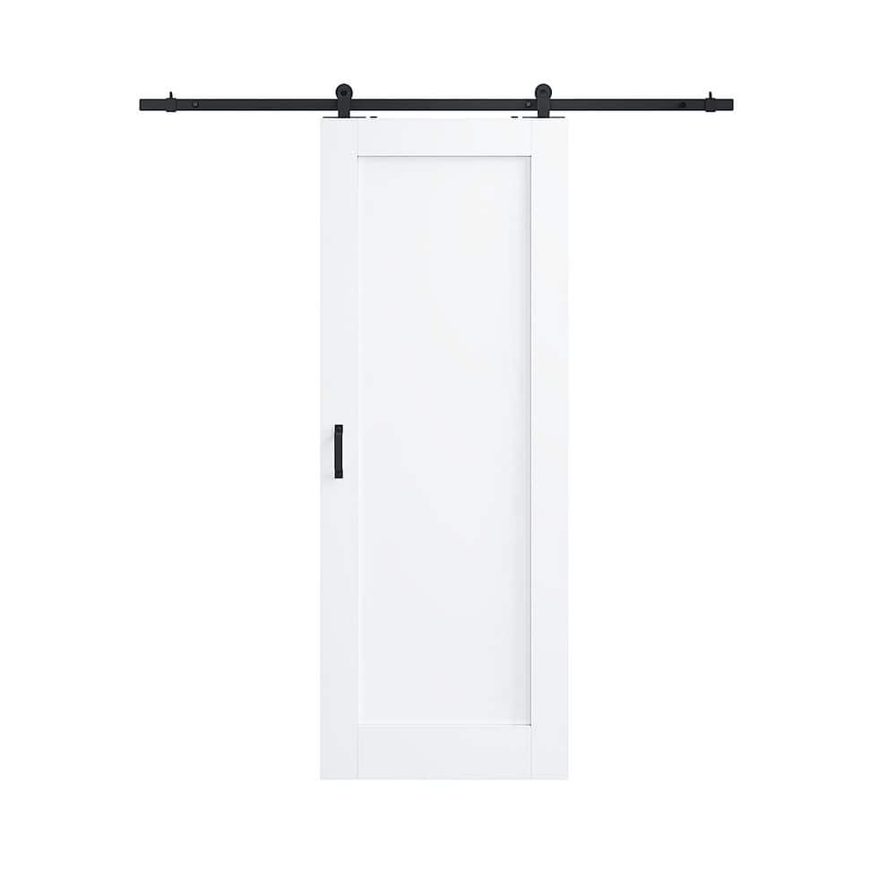 30 in. x 80 in. 1-Panel Top Mount Barn Door White Primed MDF Sliding Barn Door with Hardware Kit (T Shape Hanger Set) price history on PriceWatchPro