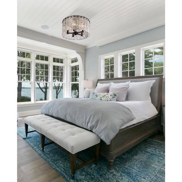 Unbranded - Glacier 16.75 in. 5-Light Matte Black Flush Mount