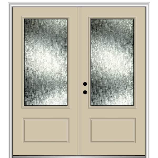 MMI Door Rain Glass 72 in. x 80 in. Right-Hand Inswing 3/4 Lite 1-Panel Painted Wicker Prehung Front Door on 6-9/16 in. Frame