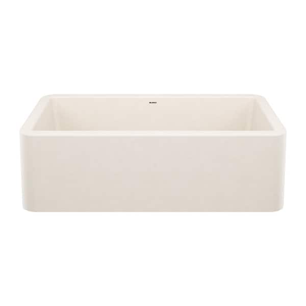 Blanco IKON SILGRANIT 33 in. Farmhouse Apron Front Single Bowl Soft White Granite Composite Kitchen Sink