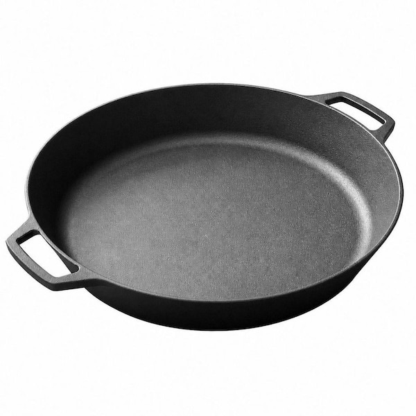 Pre Seasoned Cast Iron Skillet, 17 in. Dual Handle Frying Pan, Pizza Pan for Outdoor Camping, Oven Safe Cookware