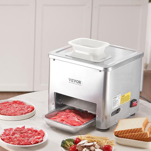 550W Commercial Meat Slicer Stainless Steel 350 lb/h, 3.5 mm Thickness Electric Cutter in Silver for Home & Restaurants