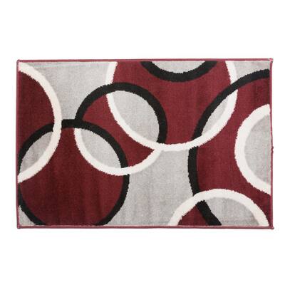 World Rug Gallery Modern Abstract Circles Red 5 ft. 3 in. x 7 ft. 3 in ...