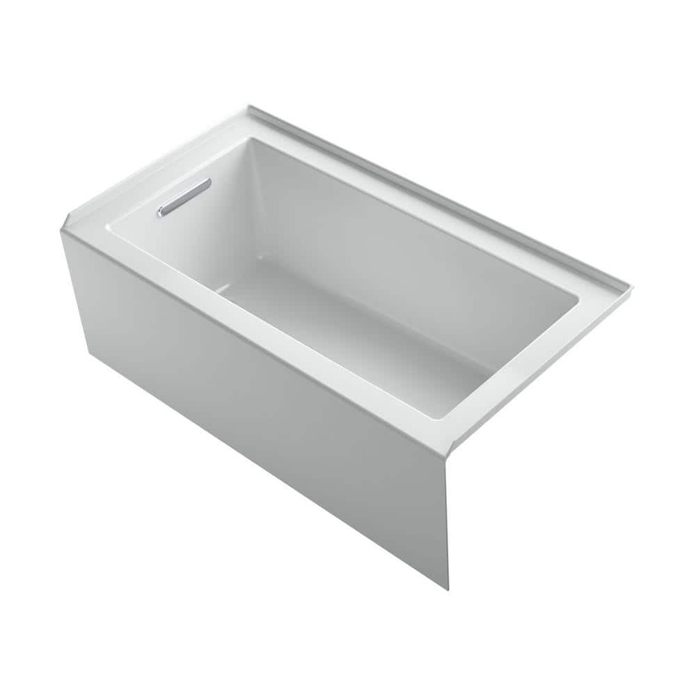 KOHLER Underscore 60 in. x 32 in. Soaking Bathtub with Left-Hand Drain in Ice Grey