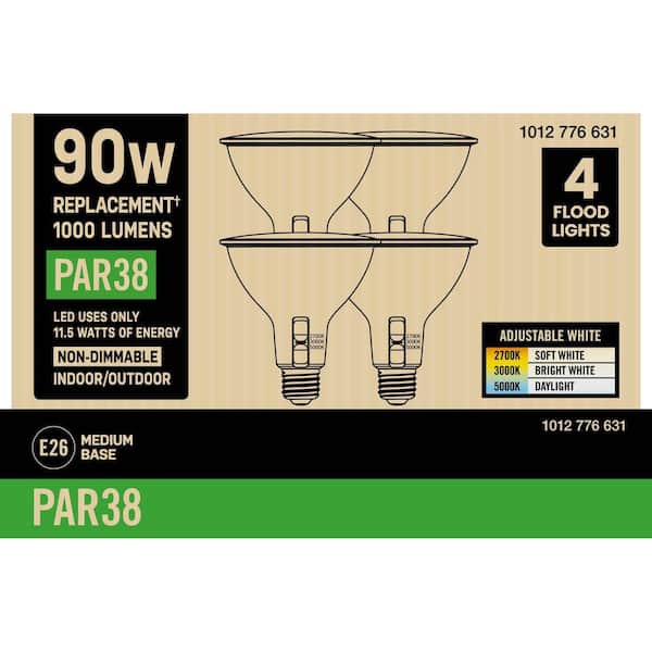 90-Watt Equivalent PAR38 Non-dimmable LED Light Bulb With Selectable Color Temperature (4-Pack)