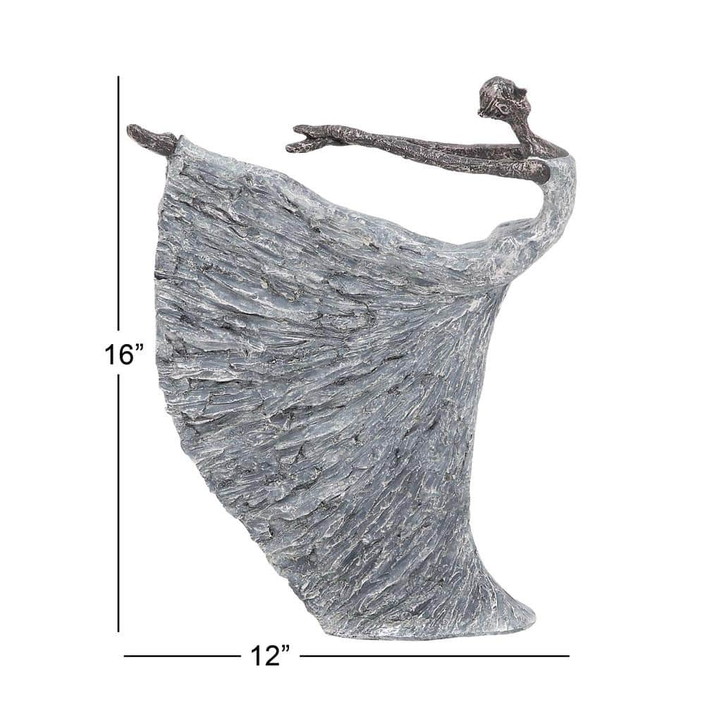 Gray Polystone Abstract Dancer Sculpture 12" x 3" x 16"